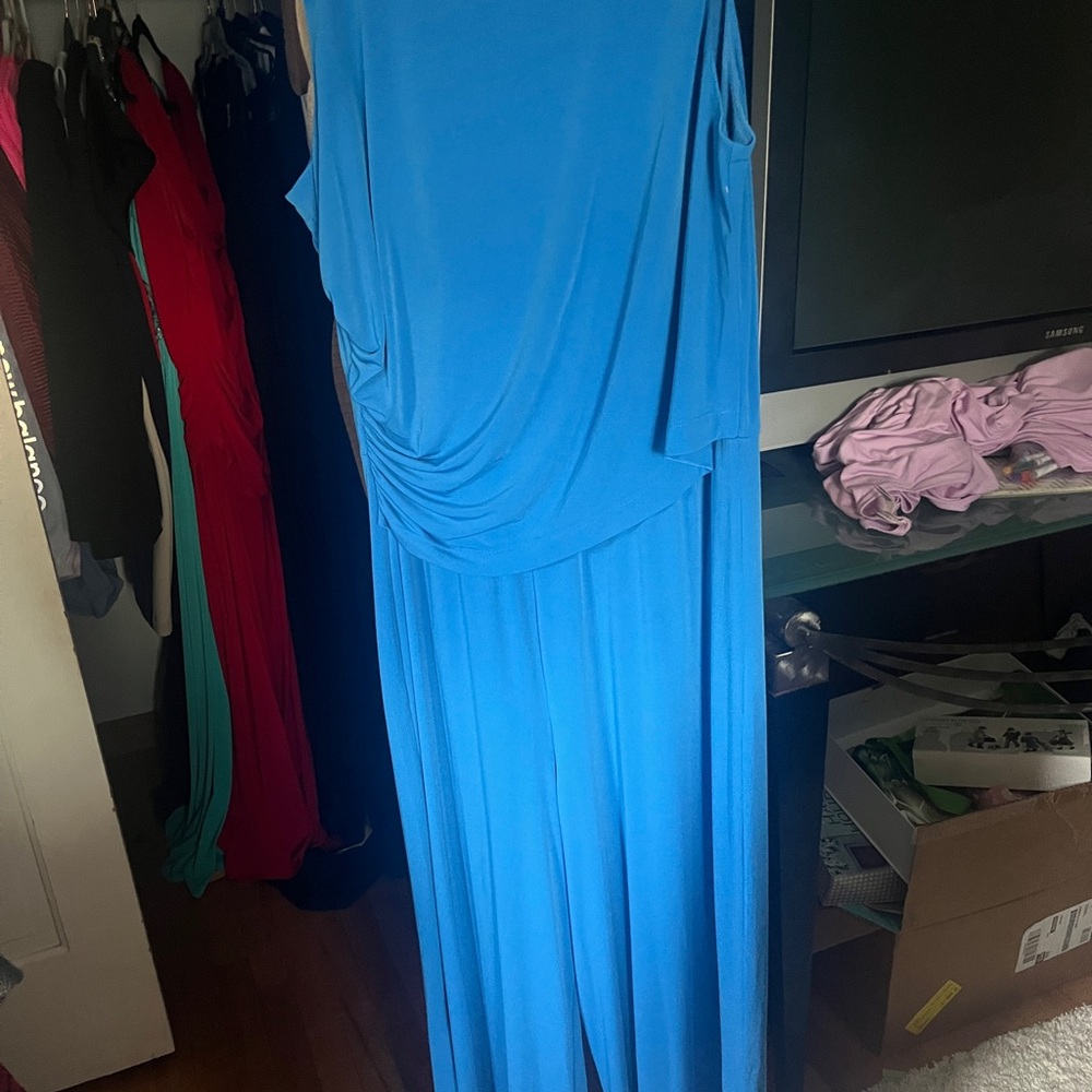 London Times Sky Blue Jumpsuit
